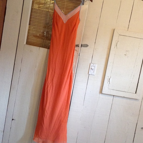 Silk peach maxi dress
