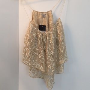 Gold Layered Lace Tank Top