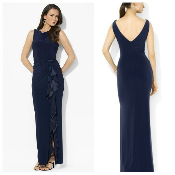 SOLD Ralph Laren Ruffle Evening Gown - Picture 2 of 3