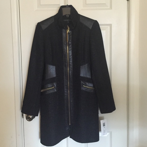 Via Spiga Faux Leather Tweed Coat 💖 - Picture 3 of 4