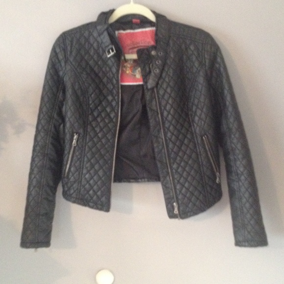 Faux leather moto jacket