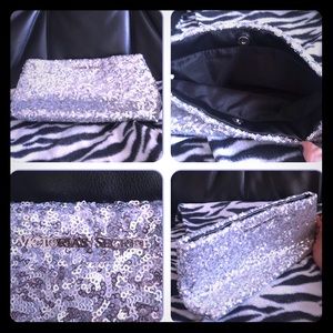 Victoria's Secret silver sequin pouch