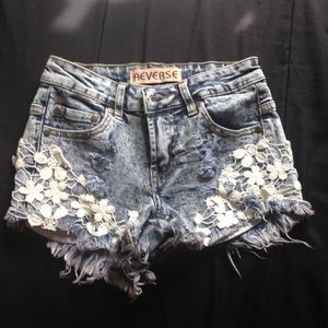Reverse High waisted Crotchet Shorts