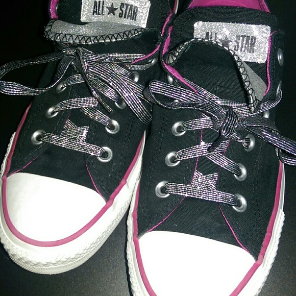 Converse All Star black/pink/silver euc