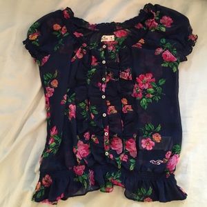 Hollister sheer floral button-down