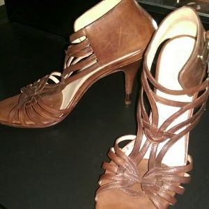 Cole Haan Brown cognac strappy heels