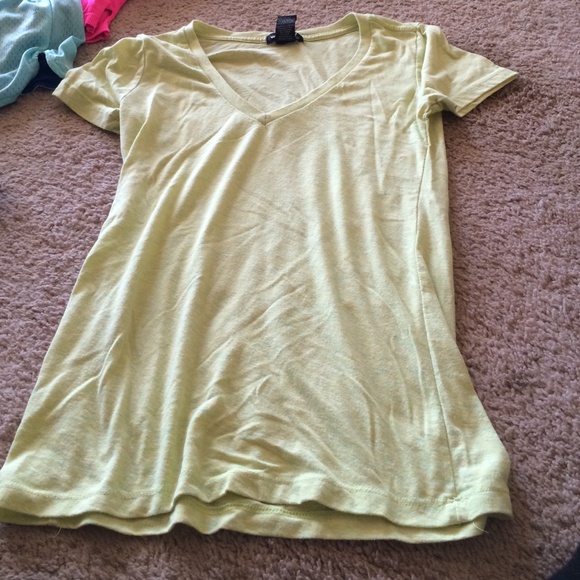 a yellow greenish super soft v neck