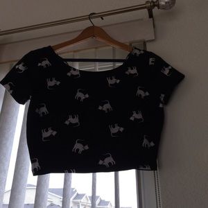 Black cat crop top