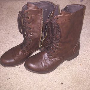 Brown combat boots