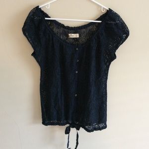 Hollister navy blue lace top