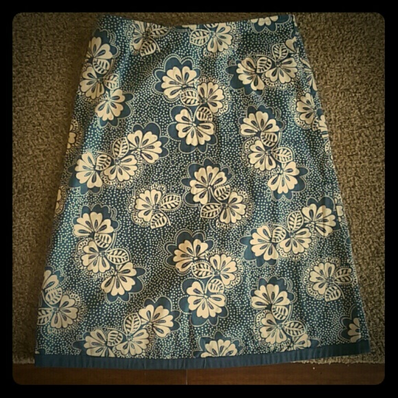 Boden blue and cream floral skirt 8R