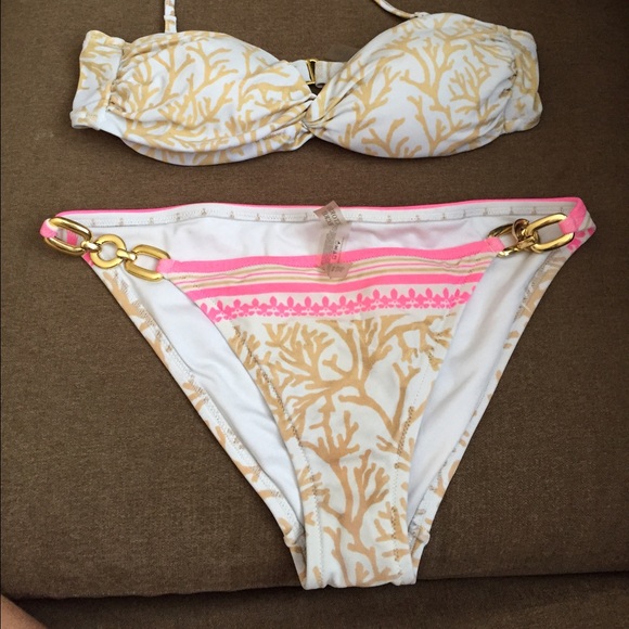 Victoria secrets pink and golden bikini M - Picture 1 of 4