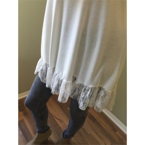 SOLD White Sweater with Lace Trim - Picture 4 of 4