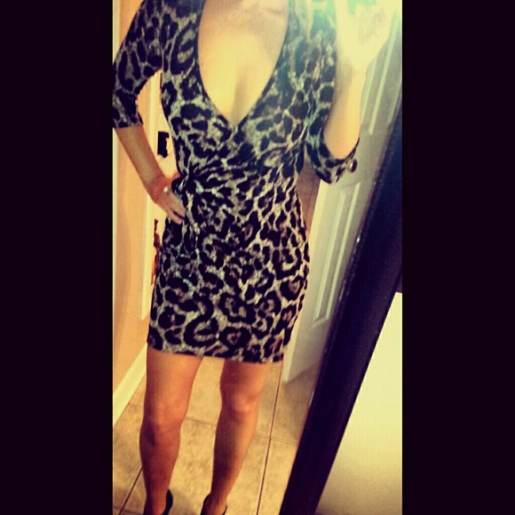 Leopard print mini dress