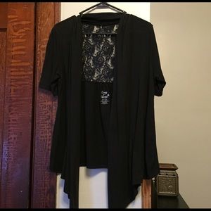 Black short sleeve cardigan