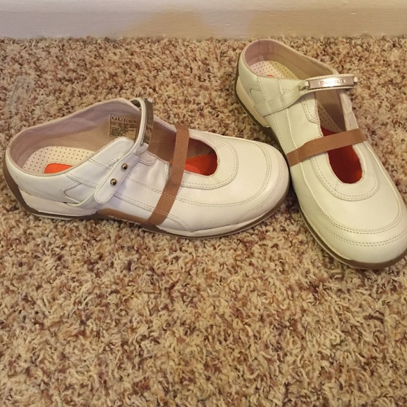 Guess white slip on  shoes
