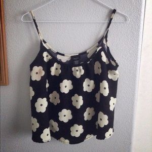 Rue21 Black & White Flowered Strap Top