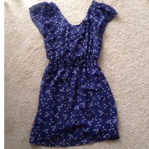 ✨Reduced✨Navy Ribbon Printed Chiffon Dress