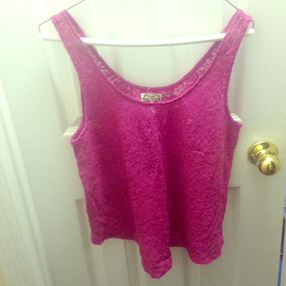 Fushia lace tank top