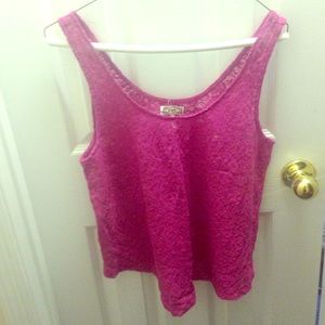 Fushia lace tank top