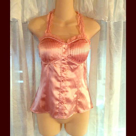 Charlotte Russe Tops - Blush Pink Satin Corset Halter Bustier NWT 💋