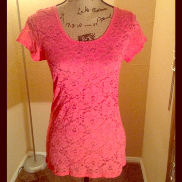 Rue21 Tops - Pink Lace Shirt NWT💖 SOLD Rue21 Tops - Pink Lace Shirt NWT💖 SOLD