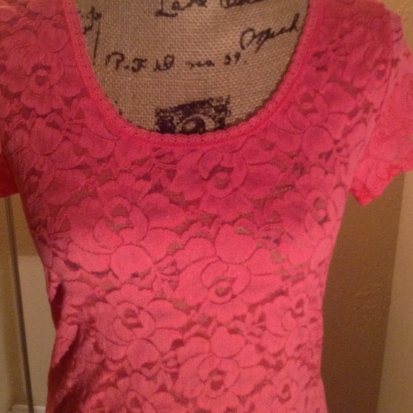 Rue21 Tops - Pink Lace Shirt NWT💖 SOLD Rue21 Tops - Pink Lace Shirt NWT💖 SOLD