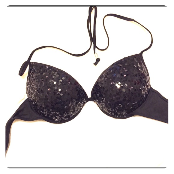 Black sequin bathing suit top