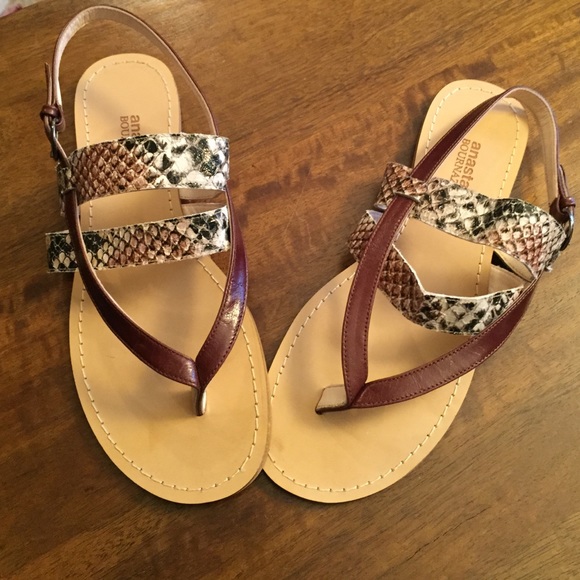 Leather and snake skin sandals made in Greece