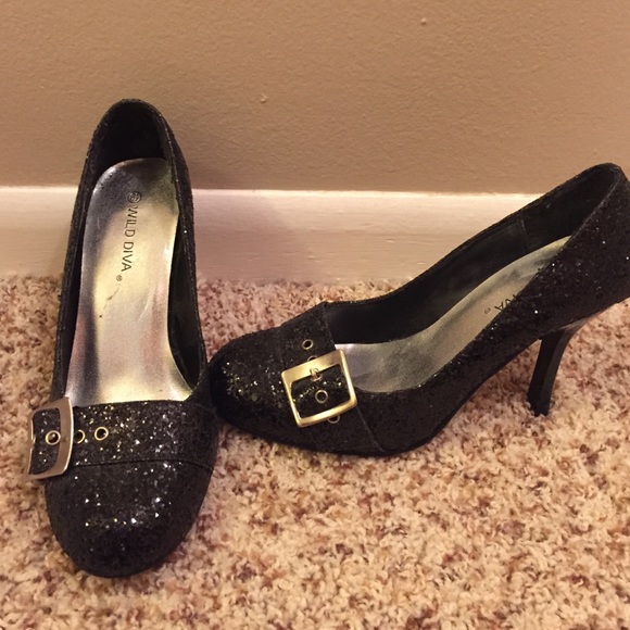 Black glittery heels