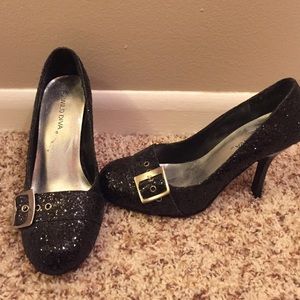 Black glittery heels
