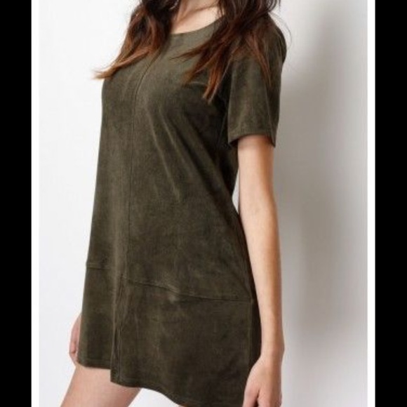 olive suede dress.