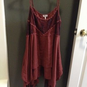 Free People maroon lace slip