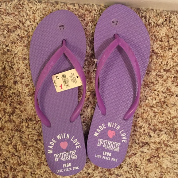VS PINK purple flip flops