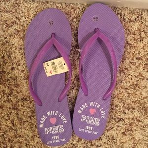 VS PINK purple flip flops