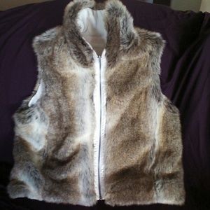 Reversible weatherproof faux fur vest
