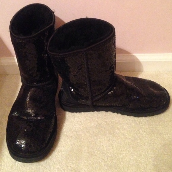 Black Sequin UGG Boots - Picture 2 of 4