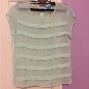 sheer baby blue top, good as new!