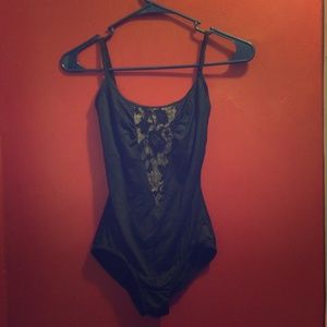 Black and lace dance leotard
