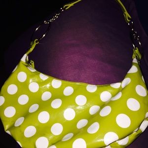 Cute green and white polka dot purse!