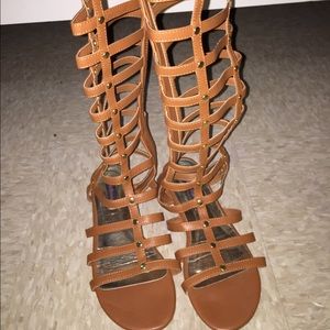 Super Sexy Brown Tall Gladiator Sandals