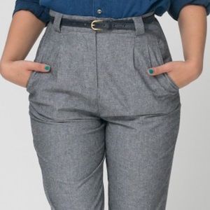 American Apparel Chambray High-Waist Pleated Pant