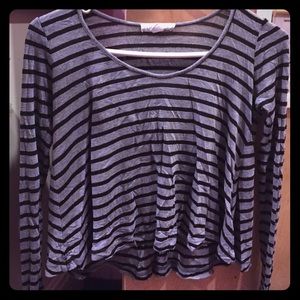 Grey and black striped flowy crop top