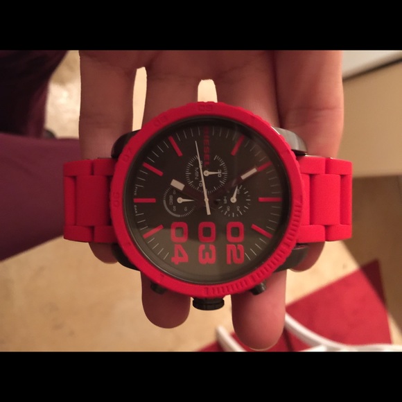 *SOLD* Men's Diesel red and gunmetal watch