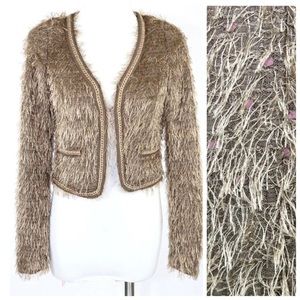 Bronze Brown Chain Detail Shag Jacket T1 XS