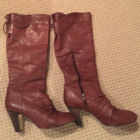 Brown leather boots
