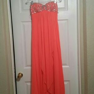 Neon orange prom dress