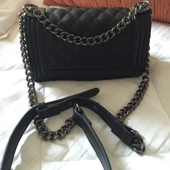 Mini black with gunmetal hardware shoulder bag