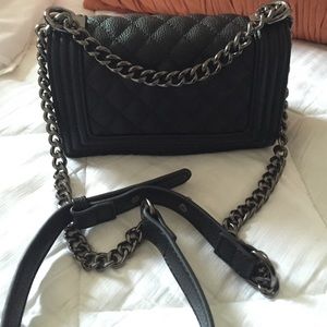 Mini black with gunmetal hardware shoulder bag