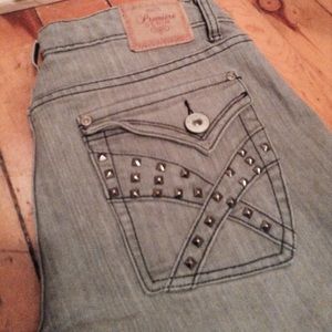 Gray Studded Skinny Jeans